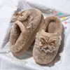 Pantuflas de algodón con lazo para mujer, nuevo estilo otoño/invierno 2026, pantuflas interiores de felpa cálidas de suela gruesa para posparto