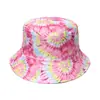 Primavera y verano 2025 nuevo gorro de cuenca color fuegos artificiales remolino teñido anudado sombrero para el sol de moda doble cara parasol sombrero de pescador para hombres y mujeres