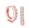 Pendientes de Diamantes Brillantes de una Sola Fila Transfronterizos, Pendientes Versátiles Juveniles, Pendientes, Joyería de Plata Europea y Americana, Pendientes, Joyería al por Mayor