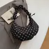 Bolsa Transversal Estilo Coreano 2026 Verão Estilo Coreano Bolinhas Plissada Renda Cordão Grande Capacidade para o Dia a Dia Bolsa Bolinho para Mulheres