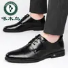 Sapatos Masculinos de Couro Woodpecker 2026 Novos de Couro Genuíno Respiráveis Sapatos Formais de Negócios Casuais Solado Macio Sapatos para Casamento Noivo