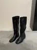 Botas de Caballero Retro Adelgazantes para Mujer Nuevas de Punta Cuadrada Marrones Largas Hasta la Rodilla Versátiles de Nicho Botas Altas