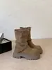 Botas de Invierno Otoño 2026 para Mujer con Suela Gruesa, Botines de Gamuza Estilo Británico, Botas de Motocicleta Versátiles que Aumentan la Altura, Modernas
