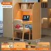 Mesa de Estudo para Quarto de Estudo Ai, Escrivaninha com Estante, Mesa e Cadeira Integradas com Divisória, Mesa de Computador Compartilhada Imersiva Fechada para Estudantes
