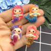 Accesorios de joyería DIY de resina plana, colgante, accesorios para el cabello para niños, clip de dibujos animados, banda de goma, polvo brillante, sirena