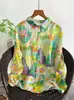 Cardigan de Ramio Puro con Estampado Digital para Mujer, Manga Larga, Talla Grande, Estilo Holgado y Delgado, Novedad Otoño 2026