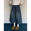 Shorts de mezclilla de retazos a cuadros retro americano para mujer, de verano, tiro alto, holgados, adelgazantes, casuales, versátiles, pantalones cropped de pierna ancha