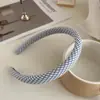 Faixa de Cabelo Xadrez Azul Sal Marinho Listrada Fina, Fresca e Simples, Faixa de Cabelo Básica para o Dia a Dia de Topo Alto, Acessório de Cabelo Feminino Estilo Universitário