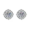 Estilo K de Transmissão ao Vivo Douyin Brincos Princesa Hairui Zircônia Quadrada para Mulheres Diamante de Alto Carbono 50 Pontos Quatro Garras Brincos de Diamante Quadrado