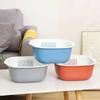 Colador de verduras de plástico de doble capa, cesta de drenaje, artefacto de cocina para el hogar, tazón para verduras Taobao, tazón para frutas, cesta de drenaje cuadrada multifuncional