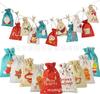 2025 Novo Calendário do Advento de Natal Saco de Presente Contagem Regressiva 24 Sacos Penduráveis Cordão Doce Pacote Bolso Conjunto