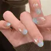 Nova Coleção Outono/Inverno 2026 de Nail Art Vestível: Unhas Postiças Laço Olho de Gato Populares do Xiaohongshu, Unhas Postiças Brancas Iluminadoras