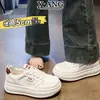 Zapatillas Deportivas Casuales Blancas de Cordones con Suela Gruesa y Punta Redonda de Piel de Vaca de Primera Capa para Mujer, Zapatos Deportivos de Malla Transpirable de Verano, Zapatillas