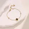 Pulsera de Doble Capa y Una Sola Capa con Mariposa y Trébol de Cinco Hojas para Mujer, Acero de Titanio, Nácar, Acero Inoxidable, No se Desvanece, Moderna y Exquisita, Varios Estilos de Joyería