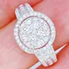 Amazon Caliente Nuevo Anillo de Mujer con Microincrustaciones Completas de Circonita Diamantada Accesorios para Celebración de Fiesta de Compromiso Accesorios R5546