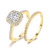 Anillo de compromiso popular para mujeres europeas y americanas, anillo chapado en oro con microincrustaciones de circonita de Amazon, joyería explosiva transfronteriza al por mayor