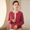 Cárdigan clásico de punto de cachemira con cuello redondo, prenda exterior de manga larga de ajuste holgado para mujer, nuevo estilo otoño/invierno, suéter base de lana