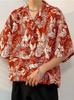Camisa Floral de Manga Corta para Hombre y Mujer Ins Vintage Holgada Estampado Completo Camisa Hawaiana Verano Estilo Port Todo Fósforo Camisa de Moda