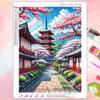 Pintura Diamante DIY Sakura Monte Fuji Paisaje Bordado Punto de Cruz Set Sala de Estar Decoración del Hogar Arte Decoración de Pared