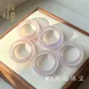 Anel de Calcedônia Branco Gelo Natural de Alta Qualidade, Anel de Ágata Verde Óleo, Anel de Jade Transparente Gelo, Anel Estilo Igual ao Xiaohongshu