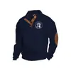 Amazon Best-Selling Transfronterizo Otoño e Invierno Talla Europea Hombre Casual al Aire Libre Cuello Alto Imitación Manga Larga Estampado Sudadera con Tres Botones