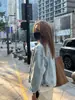 Popular na Internet Estilo Europeu Algodão Lavado Vintage Jaqueta Jeans Feminina Primavera e Outono Novo Estilo Coreano Solta Manga Longa Curta Camisa