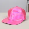 Nueva gorra de béisbol de cuero con efecto láser reflectante, estilo moderno, con degradado colorido, venta al por mayor