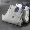 Calças Retas de Algodão de Fibra Longa Ultra Macio com Elastano para Primavera e Verão, Finas e Respiráveis, Corte Amplo para Uso Casual de Negócios Masculino
