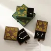 Caixa Gaveta Criativa Preta para Joias com Janela, Brincos, Anéis, Colares, Caixa Gaveta Texturizada Estilo Chinês, Caixa de Embalagem para Joias