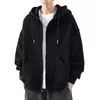 Suéter Cardigan con Cremallera para Hombre Color Sólido Chaqueta 2024 Otoño Juventud Casual Versátil con Capucha Forro Polar Chaqueta Top