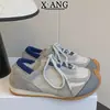 Zapatos de entrenamiento alemanes de cordones de cuero de vaca, bloques de color, feos-bonitos, zapatos de mujer, nuevo estilo otoño 2026, hacen que los pies se vean más pequeños, zapatos Forrest Gump, zapatos deportivos