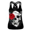 Noite de Halloween de 2026 Performance de Rua Europeia e Americana Estampa de Caveira de Terror Camiseta Regata Feminina Venda por Atacado