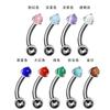 Stud para ceja de titanio G23 de nuevo modelo transfronterizo, barra curva, 16g, rosca interna, tres puntas, ópalo, base plana, joyería de moda