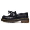 Mocasines con borlas transfronterizas de cuero genuino para mujer, zapatos bajos pequeños de cuero, zapatos casuales de punta redonda para estudiantes de moda de estilo británico para mujer