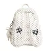 Mochila de estilo coreano muy elegante con estampado de lunares y caída, ribete de encaje, ligera, versátil, bolsa escolar de gran capacidad para mujer