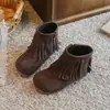 Botines de tobillo con flecos estilo coreano para niñas, nueva colección otoño/invierno, zapatos de bebé cómodos de suela blanda, zapatitos de princesa para niñas
