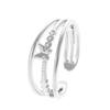 Anillo de mariposa simple europeo y americano para mujer, moda de temperamento, micro incrustaciones de circonita, doble apertura geométrica, anillo de dedo al por mayor
