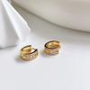 Pendientes Kashite de estilo coreano de Corea del Sur, plata de ley S925, elegantes y hermosos con forma de círculo lleno de diamantes y circonitas, con personalidad, modernos y sencillos para mujer