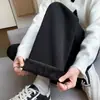 Pantalones de pana H389 con rayas verticales estrechas, forro polar, pierna ancha para mujer, nuevo estilo otoño e invierno, corte holgado, adelgazantes, cintura alta, caídos, pierna recta, informales