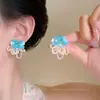 Brincos florais frescos estilo floresta para mulheres, estilo férias na praia primavera/verão, moda dopamina, brincos de tarraxa elegantes e bonitos