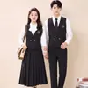 Uniforme Unisex Estilo Universitario para Concurso de Coro de Secundaria y Preparatoria, Uniforme de Presentación Artística, Uniforme de Clase, Uniforme JK Chaleco Falda Plisada Conjunto