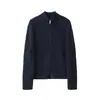 Clásico Lajiia100. ¡Lana! Suave, Cómodo, Tejido de punto trenzado, Cuello alto, Cremallera, Cárdigan, Para mujer, Ropa de abrigo Otoño/Invierno