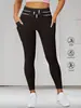 Novas Calças de Yoga Esportivas de Cintura Alta com Bolso Lateral Elásticas Emagrecedoras Bolso para Celular Camada Base Fitness F