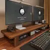 Soporte para monitor de computadora de escritorio con cajones, altura ajustable y estante de almacenamiento para escritorio, también adecuado como soporte para laptop