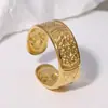 Moda Europeia e Americana Anel Aberto de Aço Inoxidável Estilo Ins Olho de Diabo Design de Nicho Ouro 18K Aço Titânio Joia de Mão para Mulheres