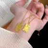 Joias Banhadas a Ouro com Design Brilhante de Gelo Triturado, Pingente Gato da Sorte, Colar com Pingente Quadrado Pequeno, Pingente Delicado e Fofo, Corrente para Suéter