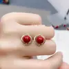 Aretes de Cinabrio Mineral Crudo Natural para Mujer, Aretes de Rosa con Transferencia de Arena Dorada Púrpura de Alto Contenido, Modelo de Bienestar para Transmisión en Vivo