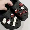 Zapatos de agujero rojos Ankara KT con hebilla de gato, dibujos animados, DIY, lazo lindo, parte superior extraíble, zapatos decorativos, accesorios de flor