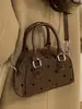 Bolsa com Estampa de Laço para Mulheres 2025 Inverno Novo Estilo Bolsa de Ombro Único Transversal Bolsa de Mão Casual de Alto Valor Bolsa Quadrada Pequena