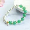 Pulseira de Jade Aventurina Natural Guan Yu Pulseira de Contas de Concha de Jade Joias de Estilo Antigo Benefícios de Transmissão ao Vivo Atacado S5020608